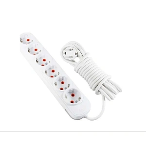 HOROZ DECO 6 LI TOPRAKLI BEYAZ GRUP PRİZ 5MT KABLOLU
