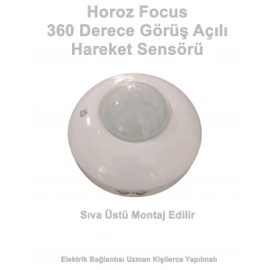 HOROZ Focus 360 Derece Görüş Açılı Sıva Üstü Hareket Sensörü 1000w IP44