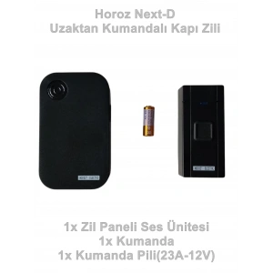 HOROZ Next-D SİYAH Uzaktan Kumandalı Melodili Pilli Kapı Zili 4.5v Dc IP-20 (3xAAA Pil Açık Alan 100Mt)