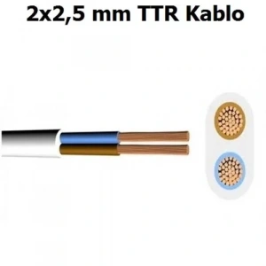 HÜNKA 2x2.5mm TTR Elektrik Kablosu BEYAZ (Çok Telli Esnek Kablo)