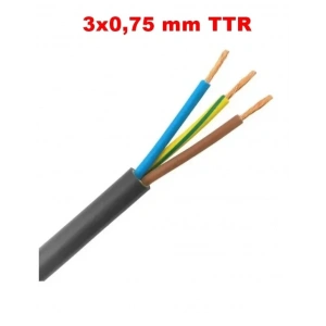 HÜNKA 3x0.75mm TTR Elektrik Kablosu SİYAH (Çok Telli Esnek Kablo)