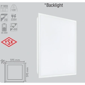LUSTER BACKLİGHT 48W 60X60 LED PANEL ILIK BEYAZ 4000K