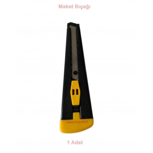 Metal Çelik Gövde Profesyonel Maket Bıçağı 18mm (Siyah Metal Falçata)