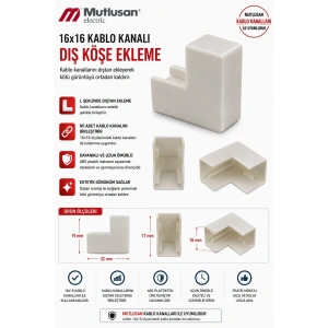 MUTLUSAN 16x16 Kablo Kanalı DIŞ Köşe Plastik Beyaz