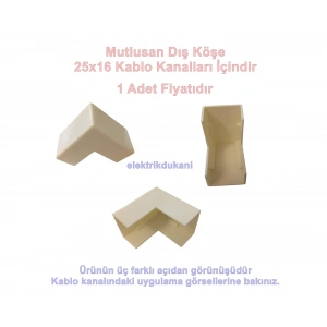 MUTLUSAN 25x16 Kablo Kanalı DIŞ Köşe Plastik Beyaz