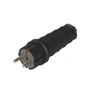 NEAD 1x16A Kauçuk Fiş Erkek Topraklı Siyah Düz Tip