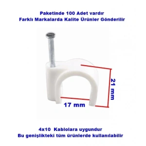 No:7 Beton Çivili Kablo Tutturma Kroşe NO:7 (100 lü Pk.) Beyaz Plastik