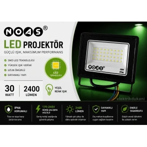 NOAS 30w YEŞİL Led Projektör SMD IP65 2400lm (30 Watt 220 Volt)