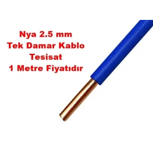 ÖZNUR 2.5mm MAVİ NYA Elektrik Tesisat Kablosu (Tek Damar)