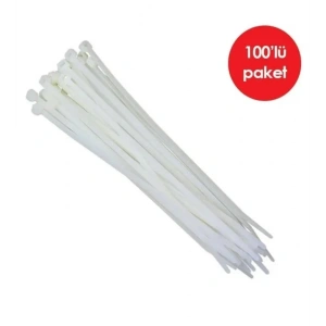 PEMSAN Klips Kablo Bağı 3.6x150 BEYAZ (100lü Paket) Kablo Cırdı