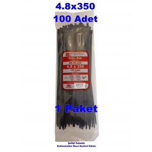 PEMSAN Klips Kablo Bağı 4.8x350 SİYAH (100lü Paket) Kablo Cırdı