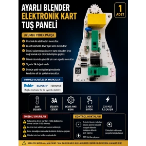 Potanslı Blendır Elektronik Kart Tuş Paneli Devresi (Tefal - Fakir - Beko -vb. Markaların Modellerinde Kullanır)