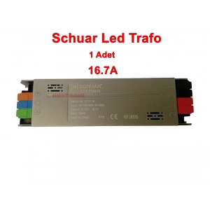 SCHUAR Süper Slim 12v 16.7A Şerit Led Trafosu 200w IP20  (Epox Dolgu Elektronik Devre 12 Volt 16.7 Amper 15mt ye Kadar Kullanım İçin Uygundur)