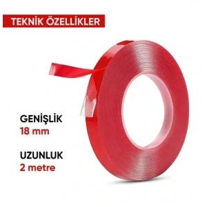 SLİKON Çift Taraflı Bant Şeffaf 18mm 2 Mt