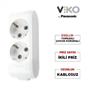VİKO Multilet BEYAZ İkili Grup Priz Topraklı Klemensli (2li Kablosuz)