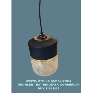 VİTO RAİNA ART BÜYÜK SİYAH AMBER E-27 CAM TEKLİ AVİZE