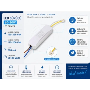 YILDIZ Led Avize Trafosu DC 120-200v 60-80w x 2 İki Modlu (80 Watt Çift Çıkışlı)