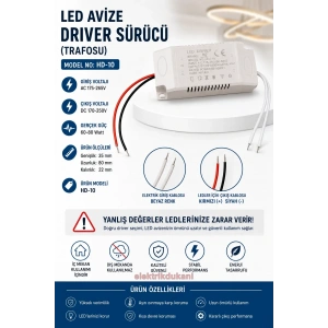 YILDIZ Led Avize Trafosu Dc 180-260v 60-80w X 1 Tek Modlu