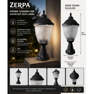 ZERPA Prizma Set Üstü Armatür Siyah E-27