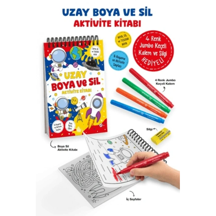 Uzay – Boya Ve Sil Aktivite Kitabı / 3 Yaş +