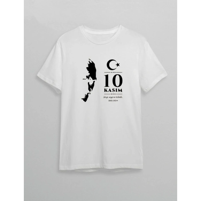 10 Kasım Atatürk Baskılı T-shirt - Beyaz