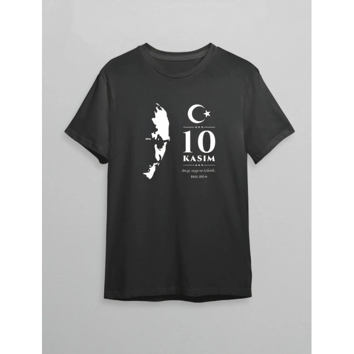 10 Kasım Atatürk Baskılı T-shirt - Siyah