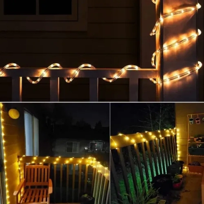10m 100 LED Solar Led Işık Gün Işığı Şeffaf Kablolu