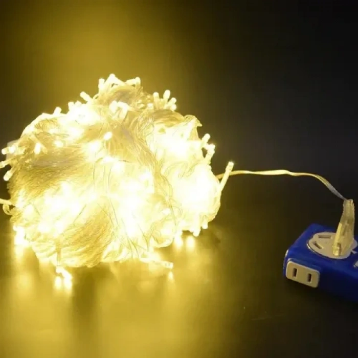 10m 60 LED Pilli 2 Kademeli Gün Işığı Şeffaf Kablo