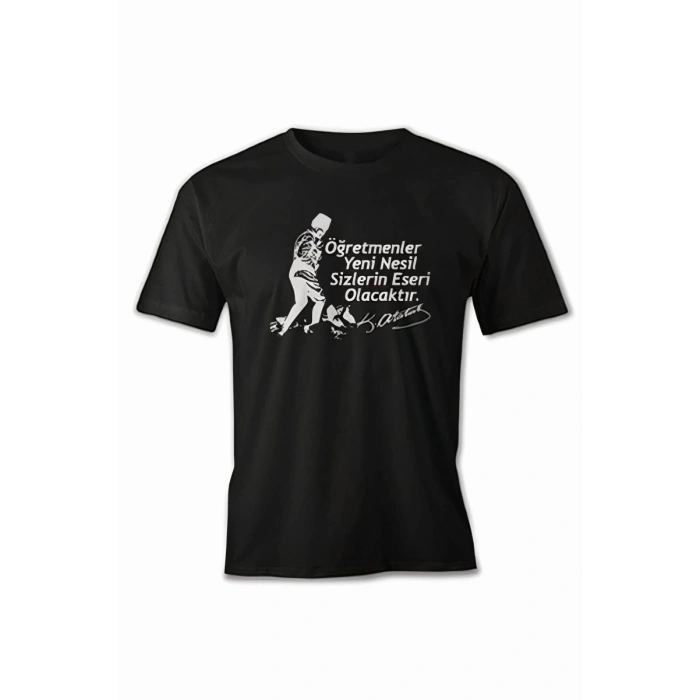 24 Kasım Öğretmenler Baskılı T-shirt - Siyah