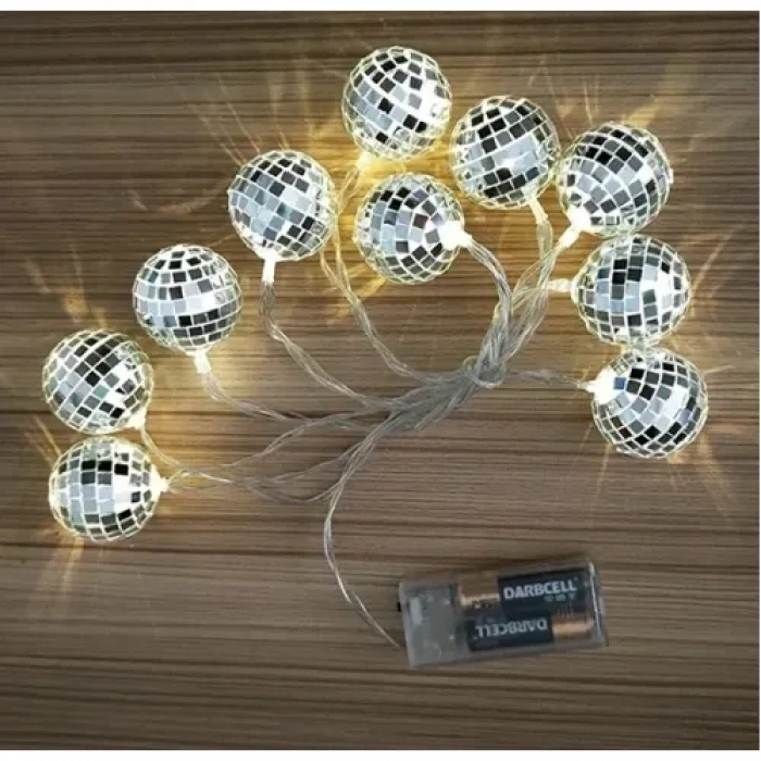 2m 10 LED Pilli Disko Toplu Işık