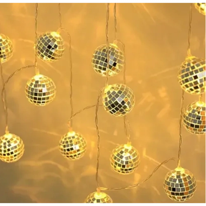 2m 10 LED Pilli Disko Toplu Işık