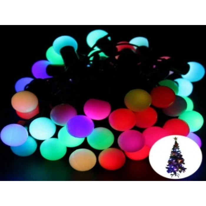 5 Metre 28 Led Fişli Rgb Mini Top Led Siyah Kablo