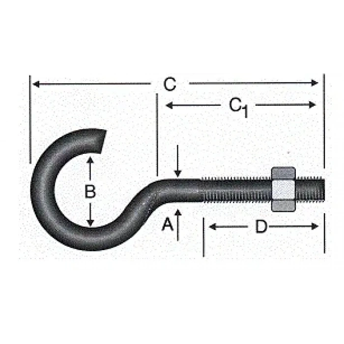 Açık Metrik Kanca M5 / 21x80 - 100 Adet