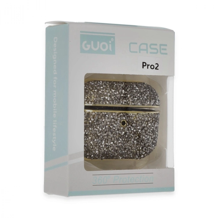 Airpods Pro 2 (2.nesil) Luz Taşlı Kılıf - Siyah