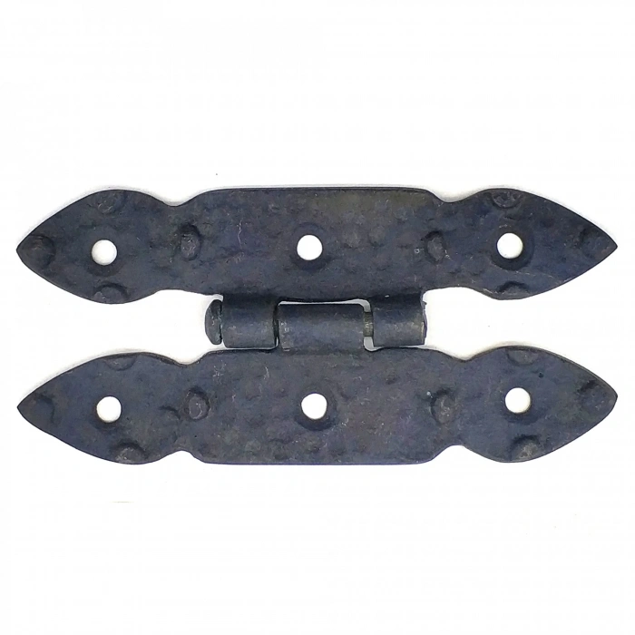 Antika Tarz Dekoratif Pirinç Düğmeli Menteşe - 117x57 Mm, Oksit