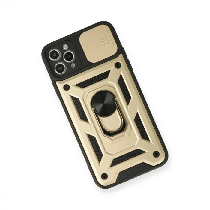 Apple İphone 11 Pro Kılıf Pars Lens Yüzüklü Silikon - Gold