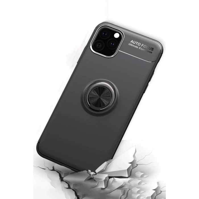 Apple İphone 11 Pro Kılıf Range Yüzüklü Silikon - Siyah-mavi