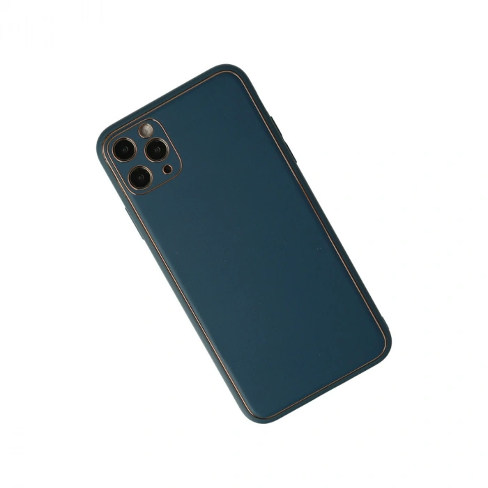 Apple İphone 11 Pro Max Kılıf Coco Deri Silikon Kapak - Mavi