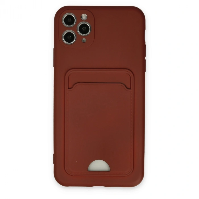 Apple İphone 11 Pro Max Kılıf Kelvin Kartvizitli Silikon - Bordo