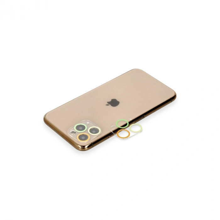 Apple İphone 11 Pro Renkli Kamera Lens Koruma Cam - Pembe-mavi