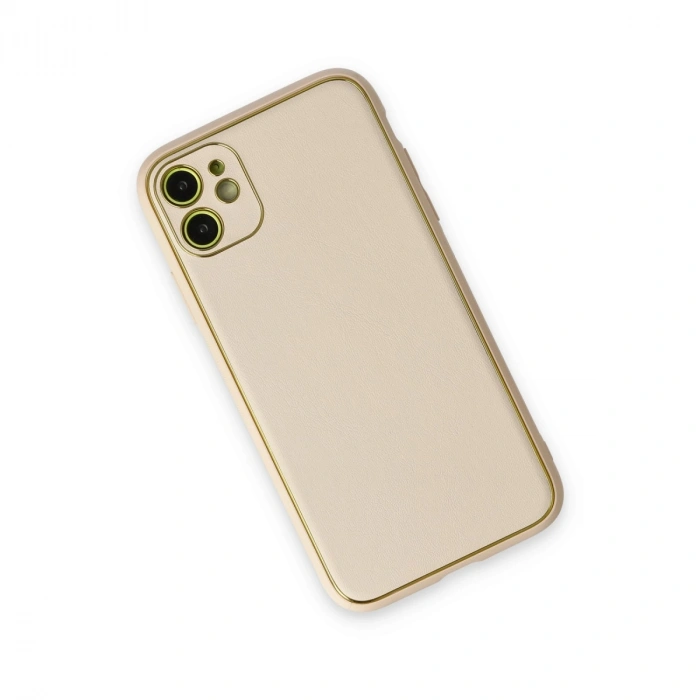 Apple İphone 12 Kılıf Coco Deri Silikon Kapak - Gold