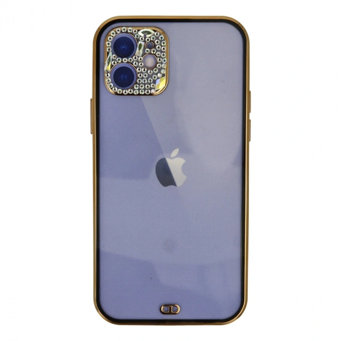 Apple İphone 12 Kılıf Liva Taşlı Silikon - Siyah