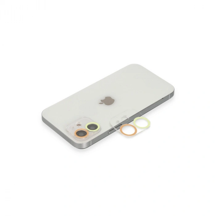 Apple İphone 12 Mini Renkli Kamera Lens Koruma Cam - Sarı-turuncu
