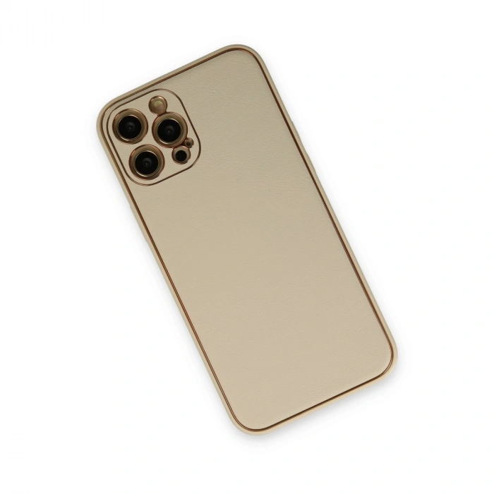 Apple İphone 12 Pro Kılıf Coco Deri Silikon Kapak - Gold