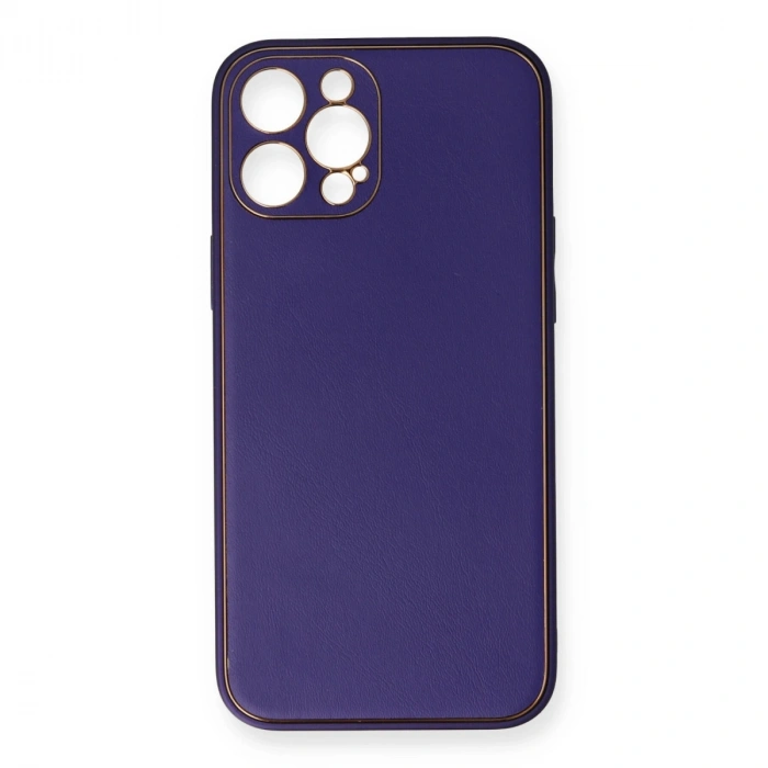 Apple İphone 12 Pro Kılıf Coco Deri Silikon Kapak - Mor