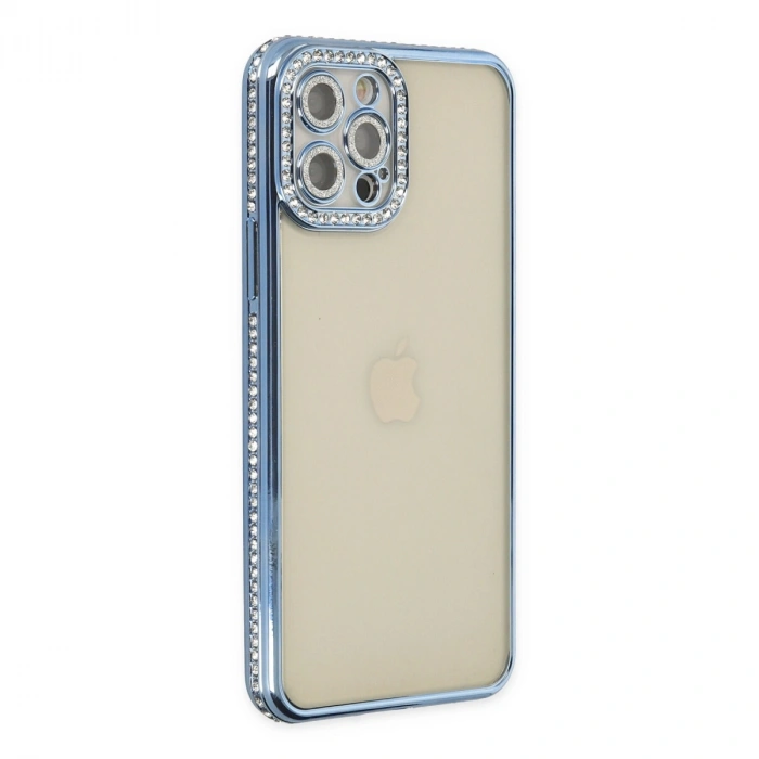 Apple İphone 12 Pro Kılıf Joke Taşlı Silikon - Mavi