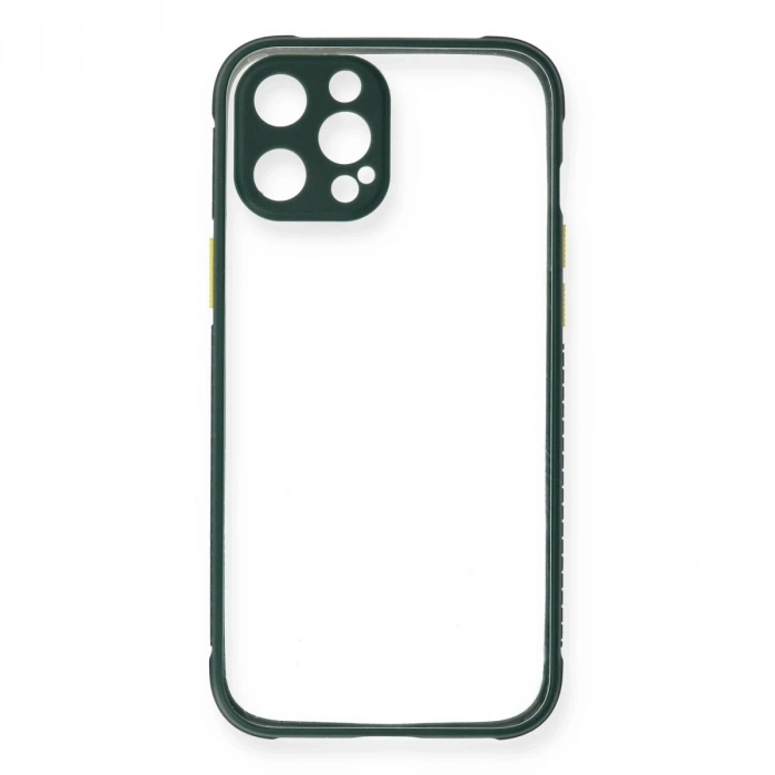 Apple İphone 12 Pro Kılıf Miami Şeffaf Silikon - Koyu Yeşil