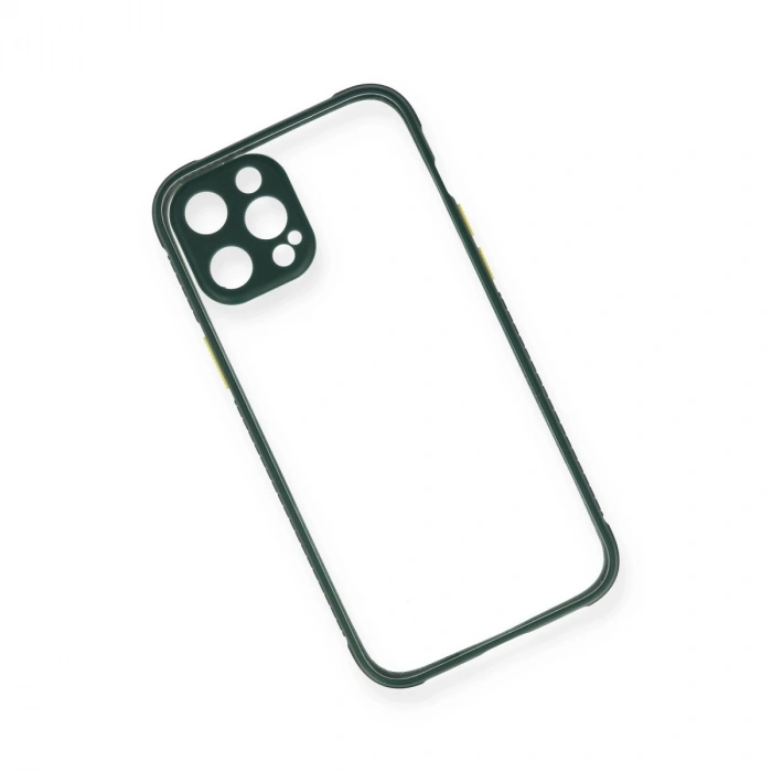 Apple İphone 12 Pro Kılıf Miami Şeffaf Silikon - Koyu Yeşil