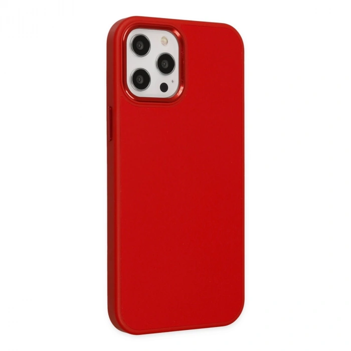 Apple İphone 12 Pro Max Kılıf Asya Deri Silikon - Kırmızı