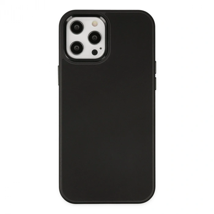 Apple İphone 12 Pro Max Kılıf Asya Deri Silikon - Siyah